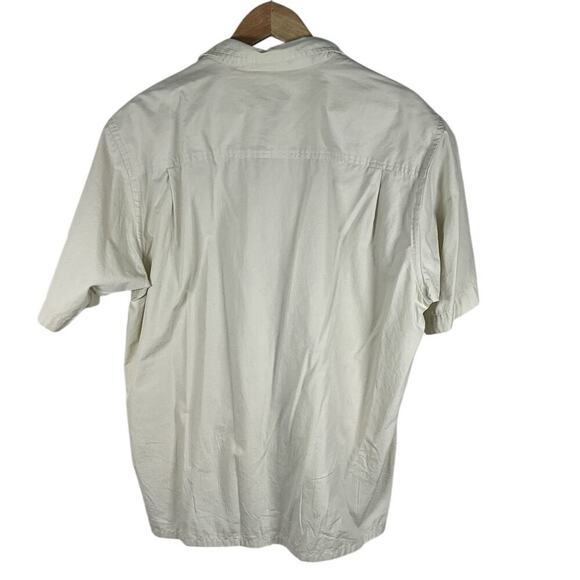 Club Room Button Down Short Sleeve Casual Shirt Size Large 100% Cotton Light Tan - Picture 2 of 7